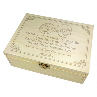 Pudełko Herbaciarka z grawerem Dla Kochanych Dziadków + imię